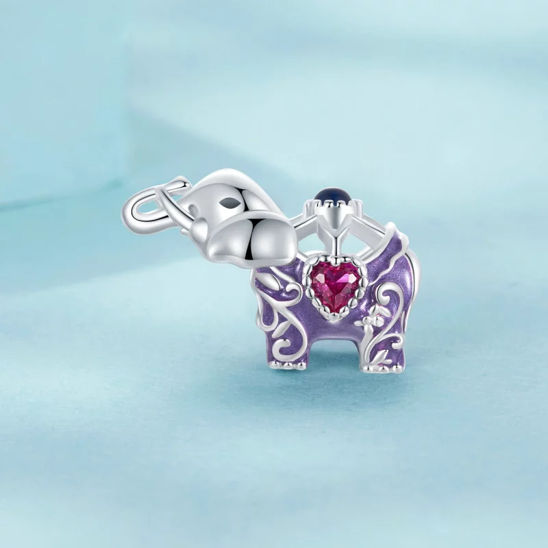 (image pour) Perles en argent sterling gravées à motif éléphant ajouré style PANDORA - SCC275 - Afficher 2