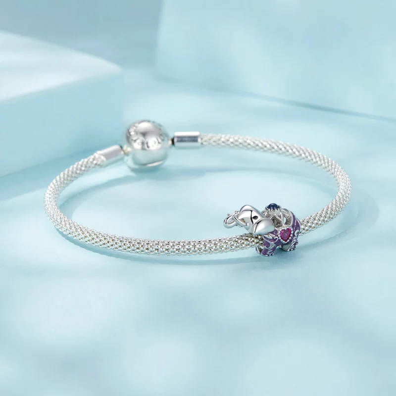 (image pour) Perles en argent sterling gravées à motif éléphant ajouré style PANDORA - SCC275 - Afficher 5