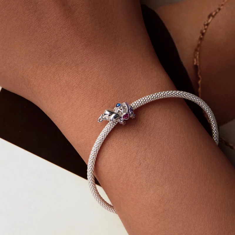 (image pour) Perles en argent sterling gravées à motif éléphant ajouré style PANDORA - SCC275 - Afficher 7