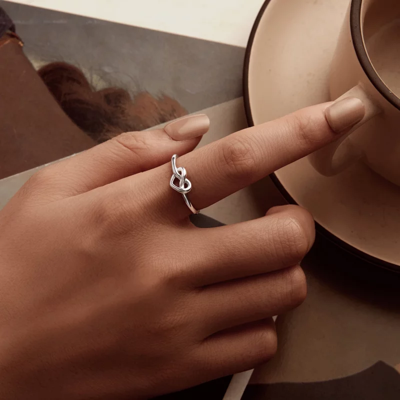 (image pour) Bague Ouverte Cœur Emmêlé Style PANDORA - BSR565-E - Afficher 5