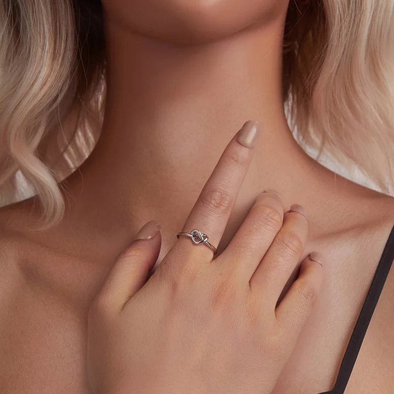 (image pour) Bague Ouverte Cœur Emmêlé Style PANDORA - BSR565-E - Afficher 6