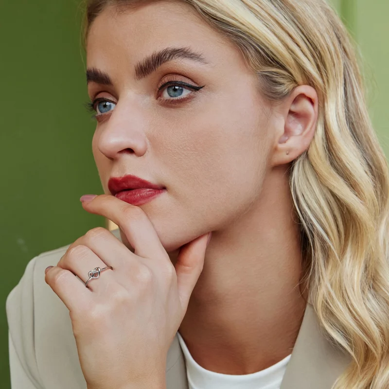 (image pour) Bague Ouverte Cœur Emmêlé Style PANDORA - BSR565-E - Afficher 7