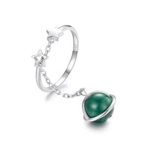(image pour) Bague ouverte en malachite naturelle style PANDORA - SCR1034-E