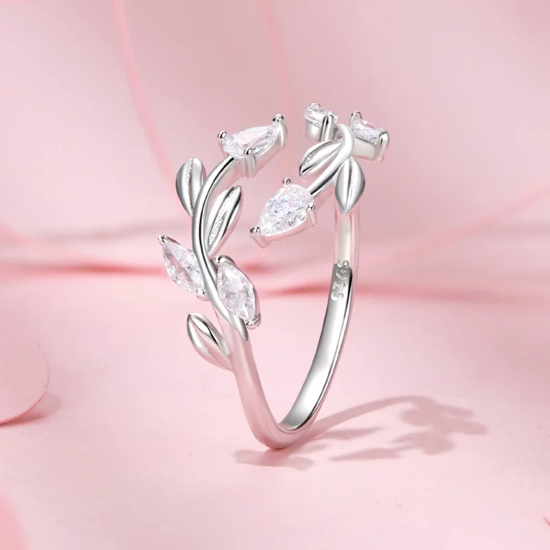 (image pour) Bague ouverte enveloppée de feuilles style PANDORA - BSR552-E - Afficher 2