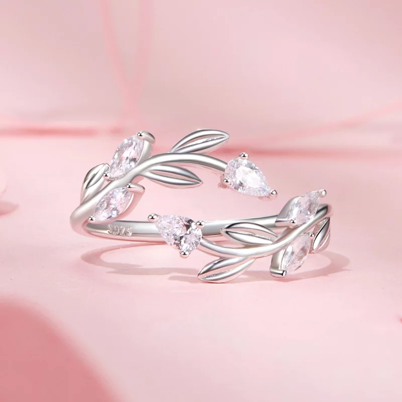 (image pour) Bague ouverte enveloppée de feuilles style PANDORA - BSR552-E - Afficher 3