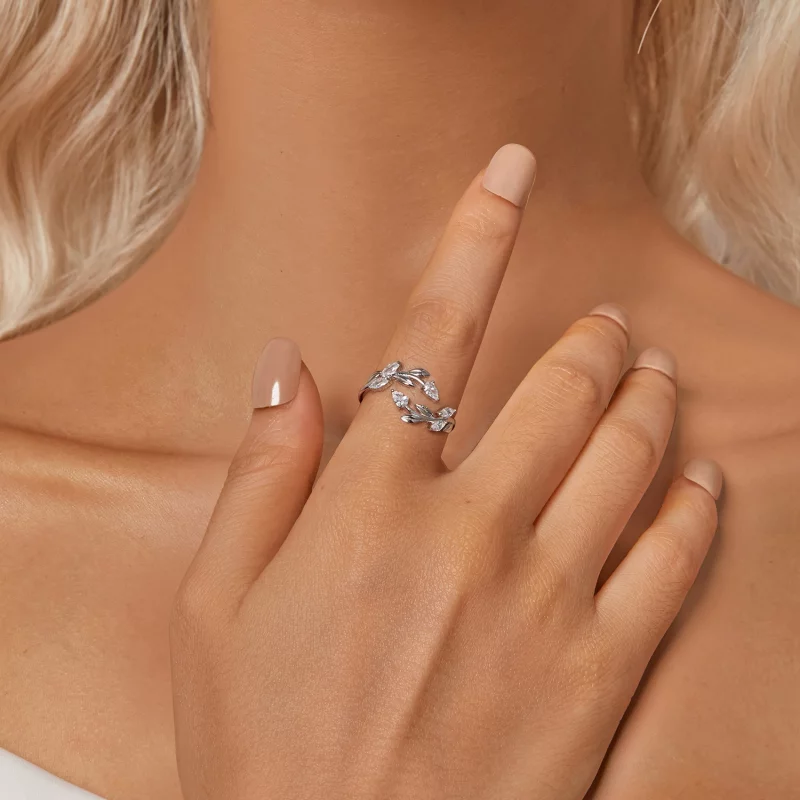 (image pour) Bague ouverte enveloppée de feuilles style PANDORA - BSR552-E - Afficher 6
