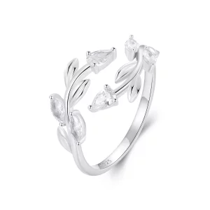 (image pour) Bague ouverte enveloppée de feuilles style PANDORA - BSR552-E