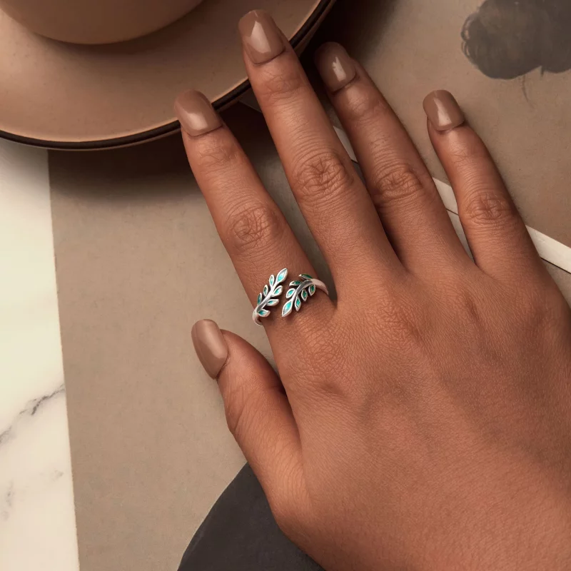 (image pour) Bague Ouverte Feuille Style PANDORA - BSR542-E - Afficher 6