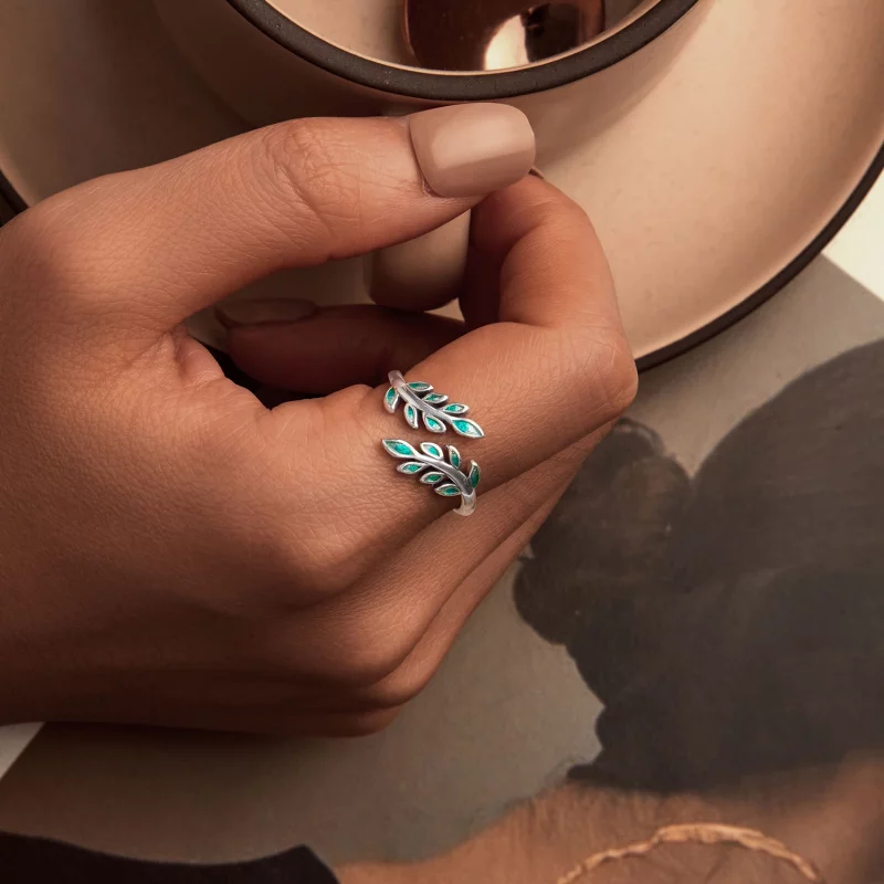 (image pour) Bague Ouverte Feuille Style PANDORA - BSR542-E - Afficher 7