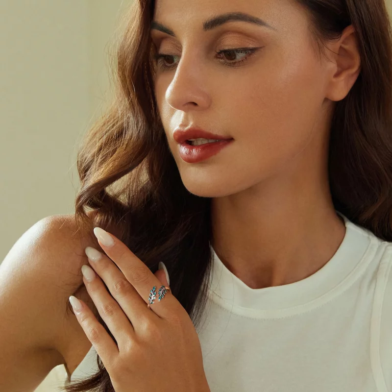 (image pour) Bague Ouverte Feuille Style PANDORA - BSR542-E - Afficher 8