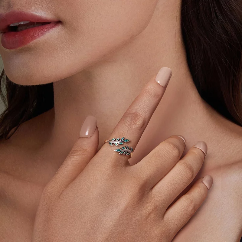 (image pour) Bague Ouverte Feuille Style PANDORA - BSR542-E - Afficher 9