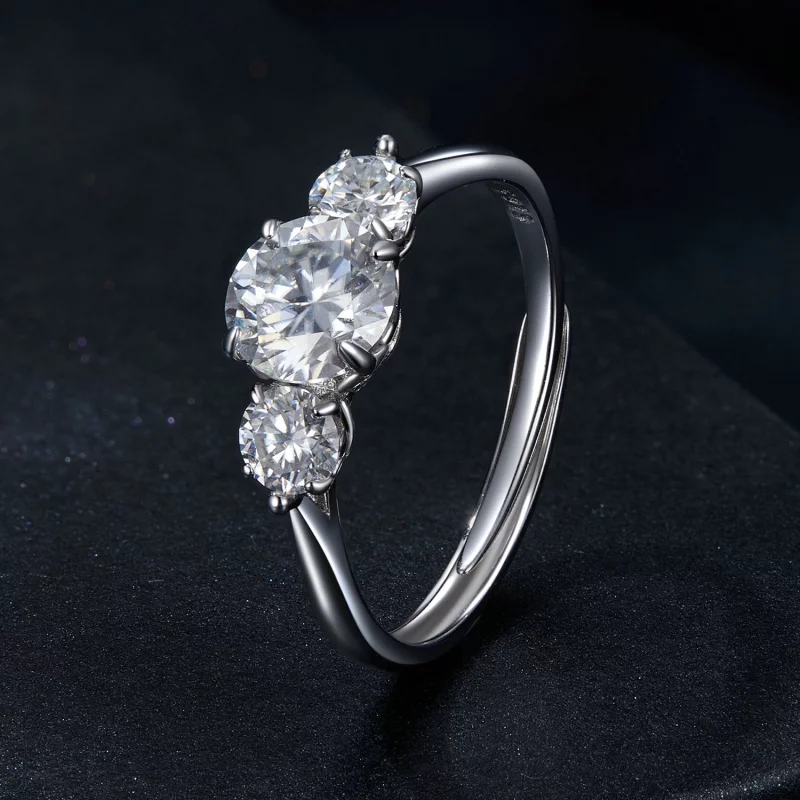 (image pour) Bague ouverte romantique style PANDORA en moissanite 1ct (avec un certificat) - - Afficher 2