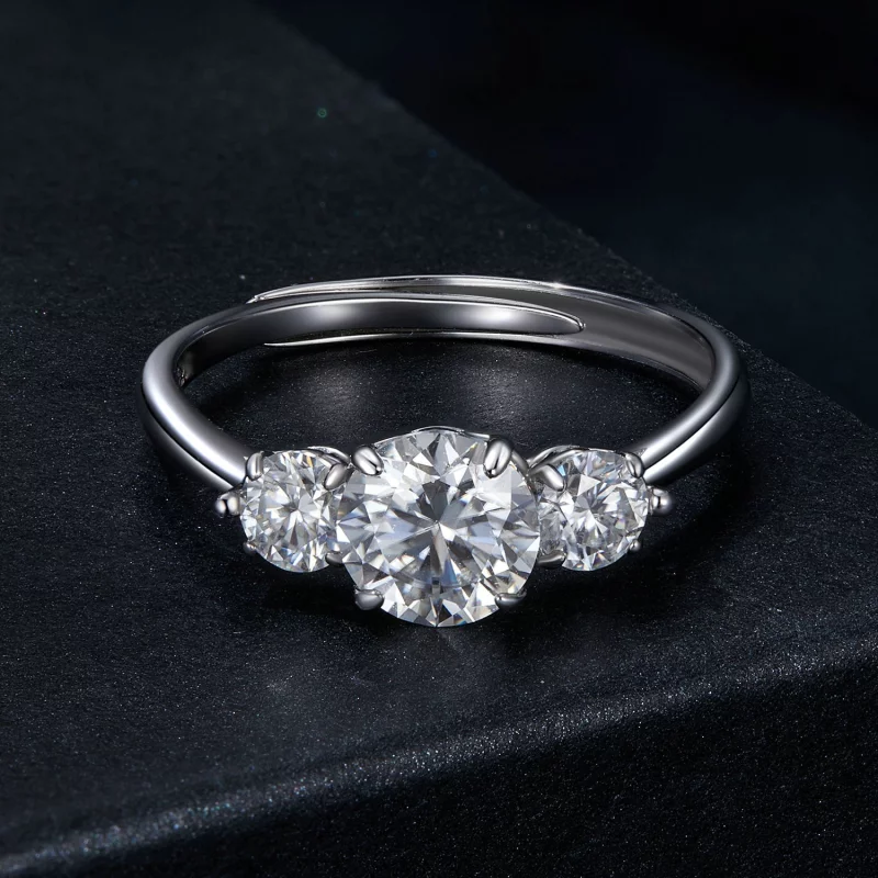 (image pour) Bague ouverte romantique style PANDORA en moissanite 1ct (avec un certificat) - - Afficher 3