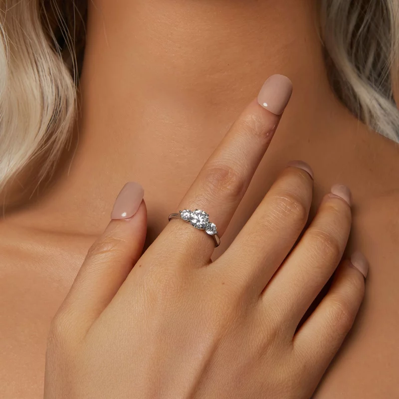 (image pour) Bague ouverte romantique style PANDORA en moissanite 1ct (avec un certificat) - - Afficher 5