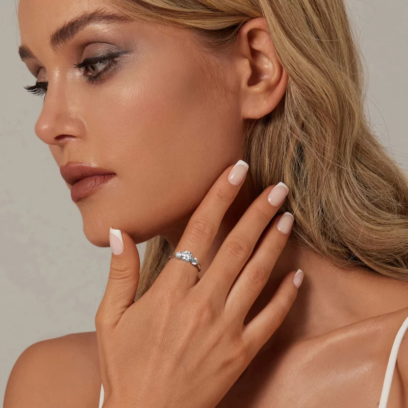 (image pour) Bague ouverte romantique style PANDORA en moissanite 1ct (avec un certificat) - - Afficher 6