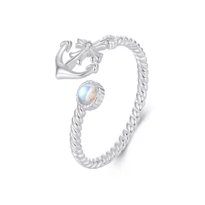 (image pour) Bague ouverte style PANDORA avec ancre - SCR1044-E