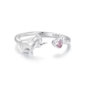 (image pour) Bague ouverte style PANDORA Chat - SCR1027-E