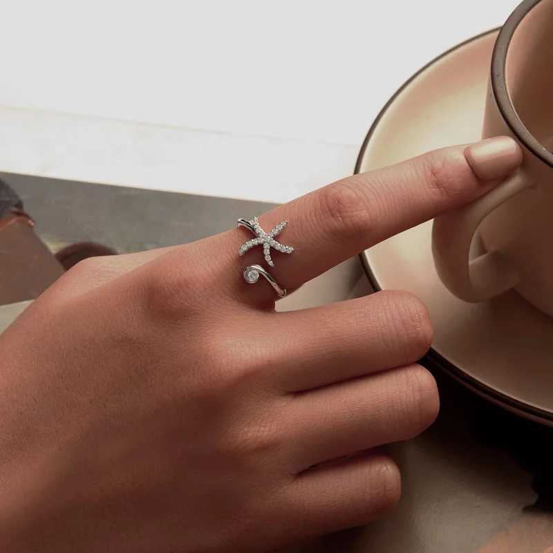 (image pour) Bague ouverte étoile de mer style PANDORA - BSR560-E - Afficher 5