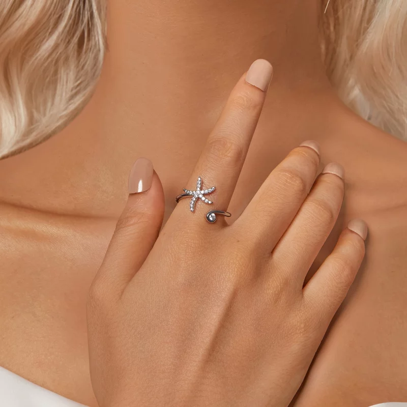 (image pour) Bague ouverte étoile de mer style PANDORA - BSR560-E - Afficher 6