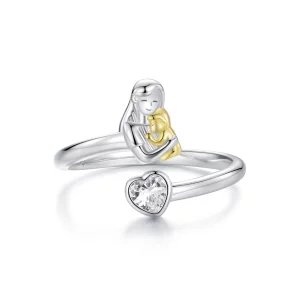 Bague ouverte Étreinte Mère et Enfant Style PANDORA - SCR1051-E (image pour) Bague ouverte Étreinte Mère et Enfant Style PANDORA - SCR1051-E