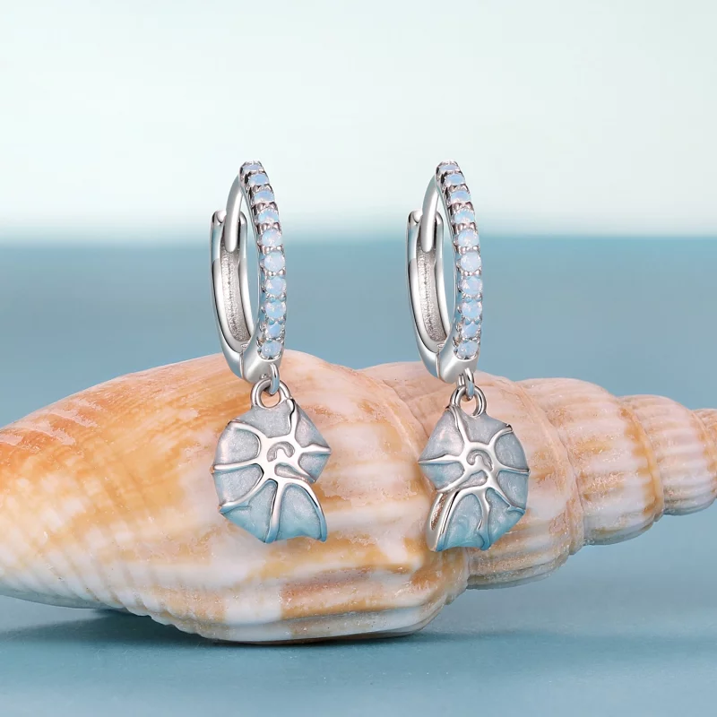 (image pour) Boucles d'oreille conque bleue style PANDORA - BSE1012 - Afficher 2