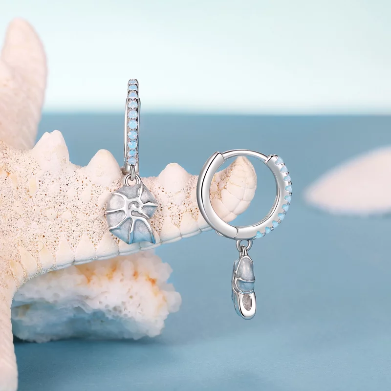 (image pour) Boucles d'oreille conque bleue style PANDORA - BSE1012 - Afficher 3