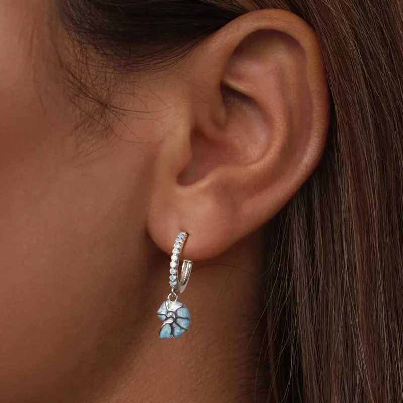 (image pour) Boucles d'oreille conque bleue style PANDORA - BSE1012 - Afficher 6