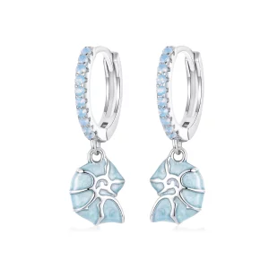 (image pour) Boucles d'oreille conque bleue style PANDORA - BSE1012