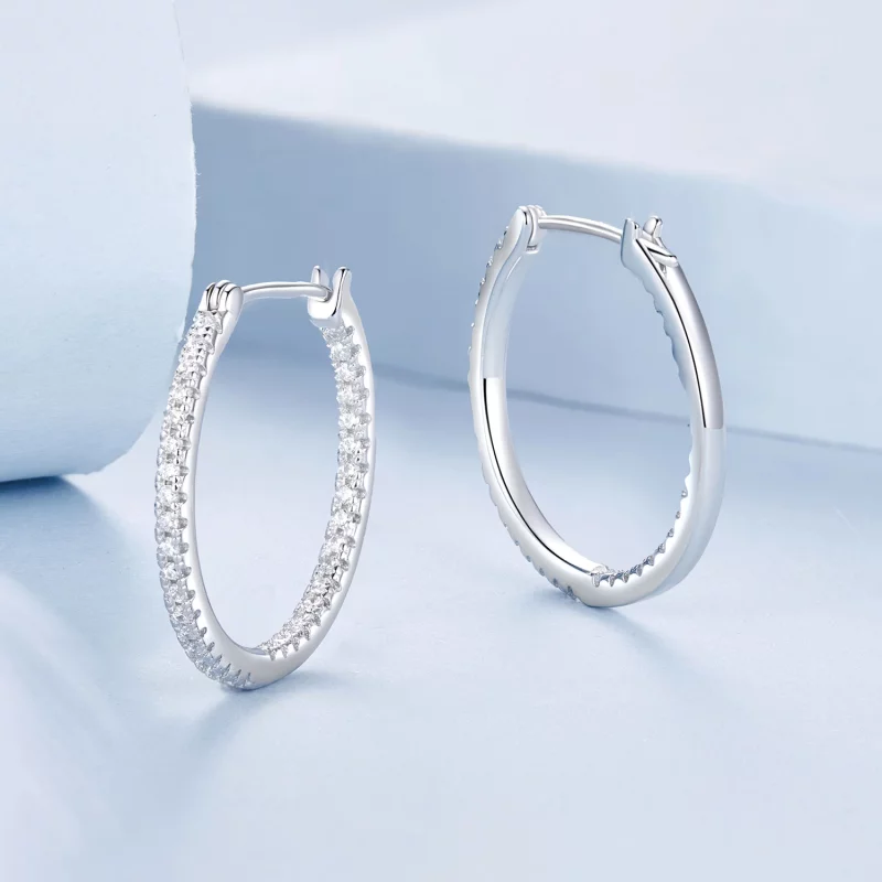(image pour) Boucles d'oreilles Brillantes Style PANDORA - BSE1023-L - Afficher 3