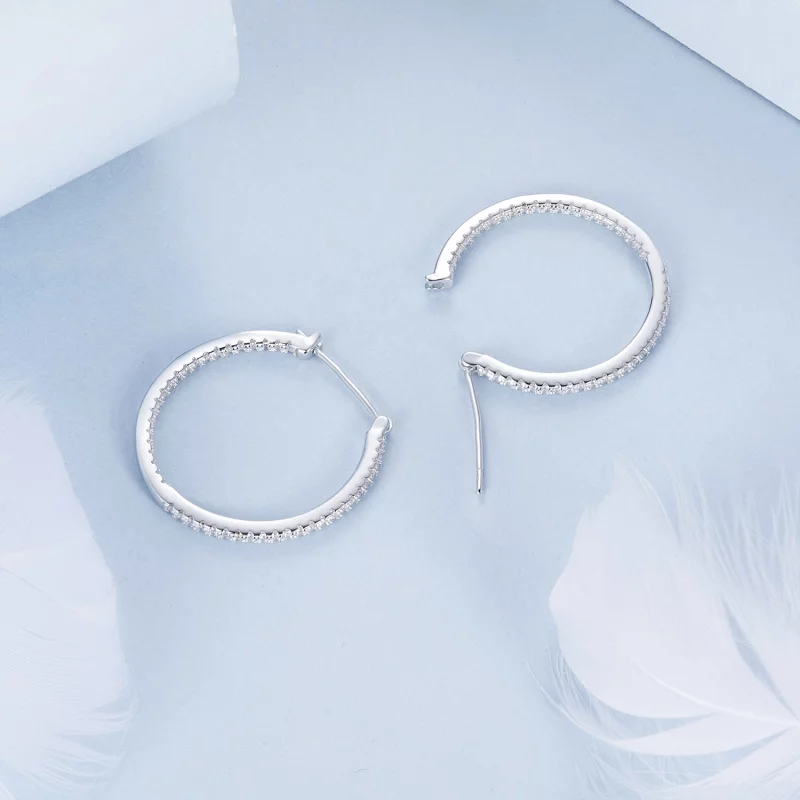 (image pour) Boucles d'oreilles Brillantes Style PANDORA - BSE1023-L - Afficher 4