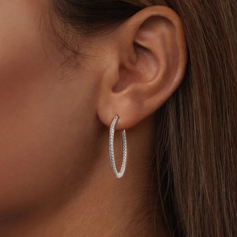 (image pour) Boucles d'oreilles Brillantes Style PANDORA - BSE1023-L - Afficher 6