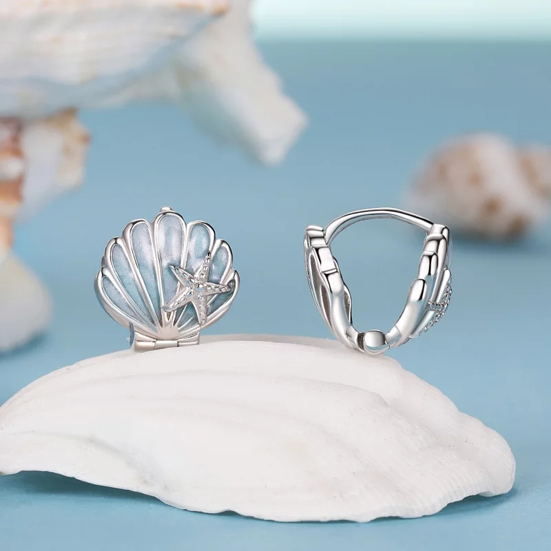 (image pour) Boucles d'oreilles coquillage style PANDORA - BSE1011 - Afficher 2