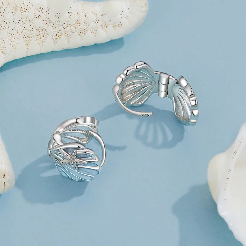 (image pour) Boucles d'oreilles coquillage style PANDORA - BSE1011 - Afficher 4