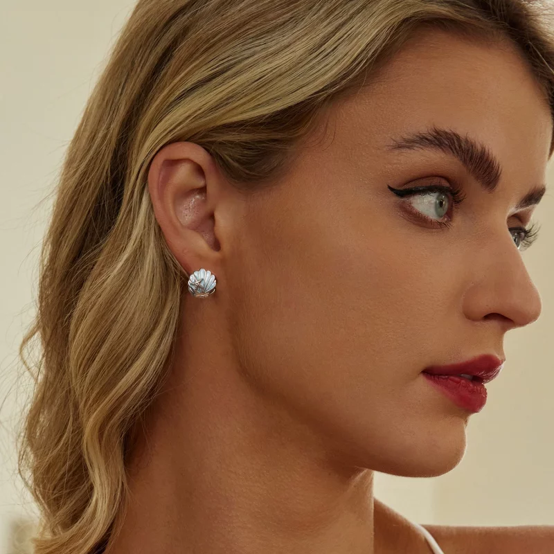 (image pour) Boucles d'oreilles coquillage style PANDORA - BSE1011 - Afficher 7
