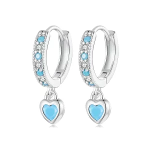 (image pour) Boucles d'oreilles cœur en turquoise style PANDORA - SCE1738