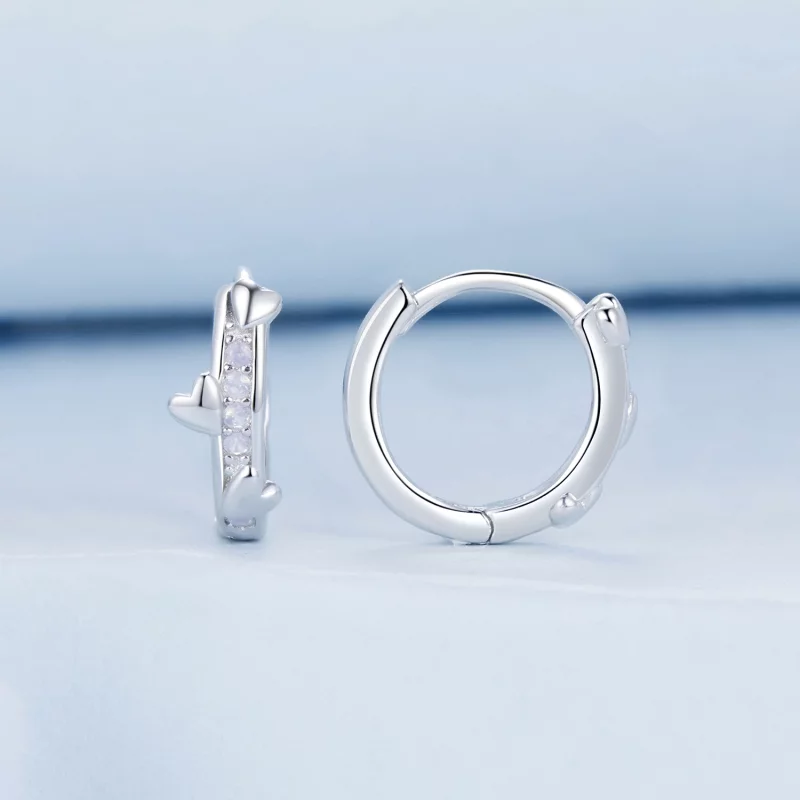 (image pour) Boucles d'oreilles cœur rose style PANDORA - BSE1018 - Afficher 2