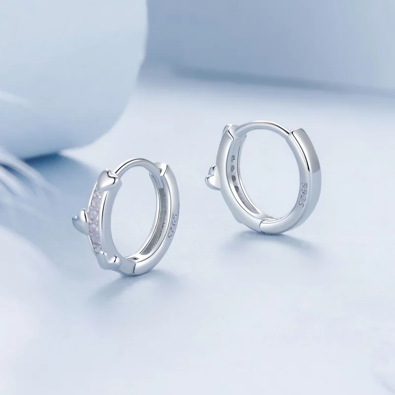 (image pour) Boucles d'oreilles cœur rose style PANDORA - BSE1018 - Afficher 3