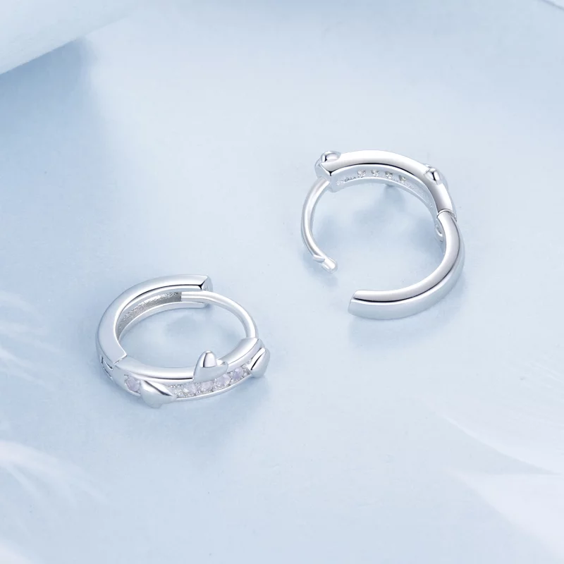 (image pour) Boucles d'oreilles cœur rose style PANDORA - BSE1018 - Afficher 4