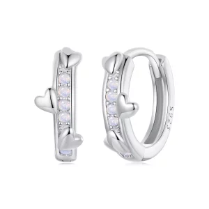 (image pour) Boucles d'oreilles cœur rose style PANDORA - BSE1018