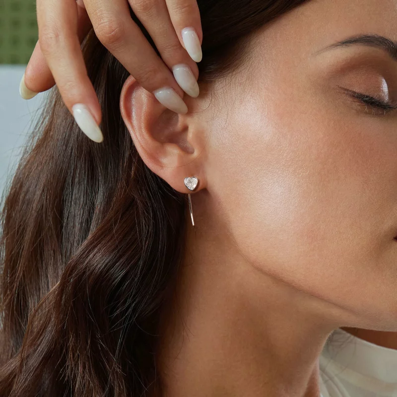 (image pour) Boucles d'oreilles cœur style PANDORA - BSE1003 - Afficher 7