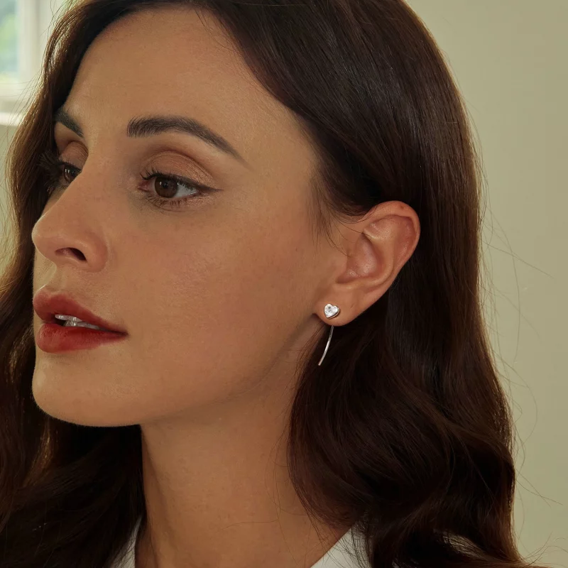 (image pour) Boucles d'oreilles cœur style PANDORA - BSE1003 - Afficher 8