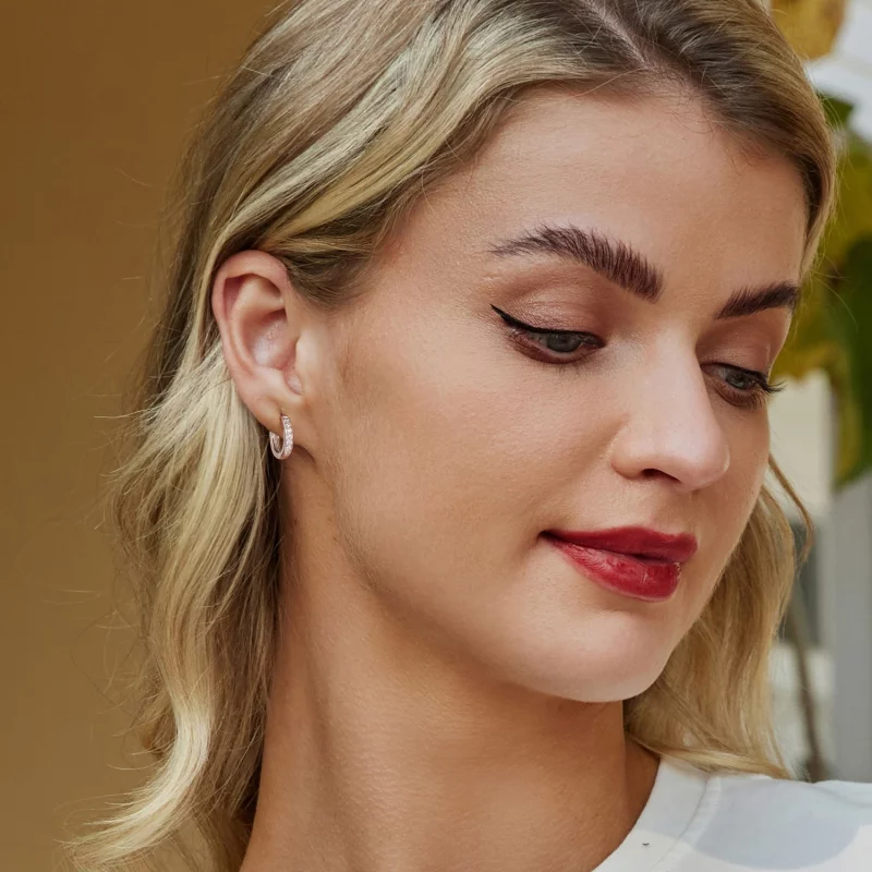 (image pour) Boucles d'oreilles en zirconium coloré style PANDORA - BSE1033 - Afficher 7