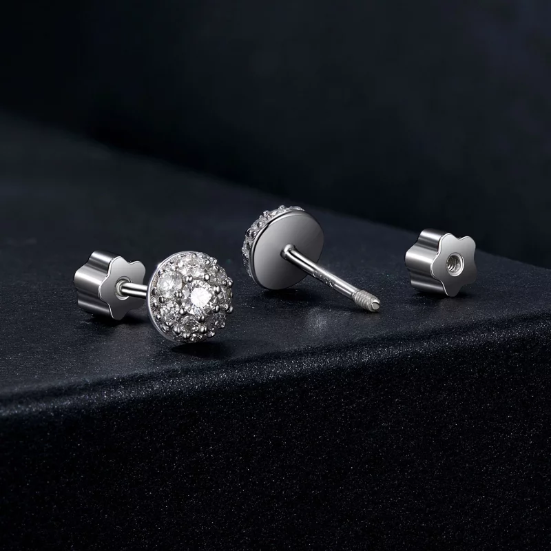 (image pour) Boucles d'oreilles Hémisphère Moissanite Style PANDORA (avec un certificat) - MS - Afficher 2