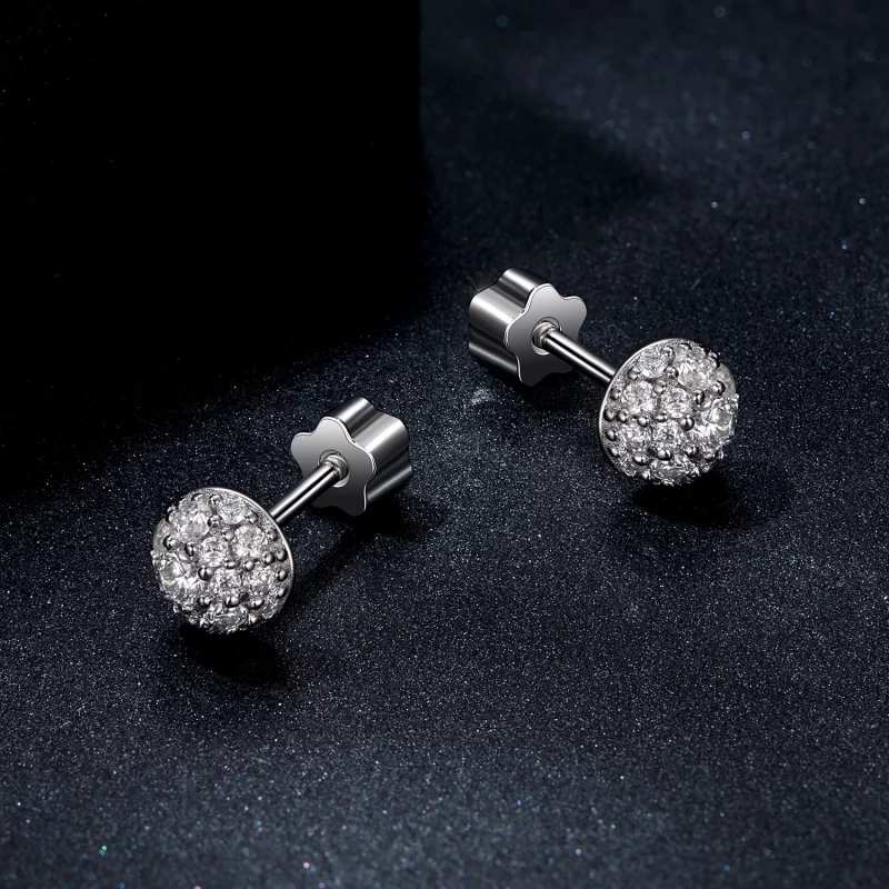 (image pour) Boucles d'oreilles Hémisphère Moissanite Style PANDORA (avec un certificat) - MS - Afficher 3