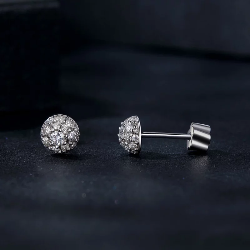 (image pour) Boucles d'oreilles Hémisphère Moissanite Style PANDORA (avec un certificat) - MS - Afficher 4