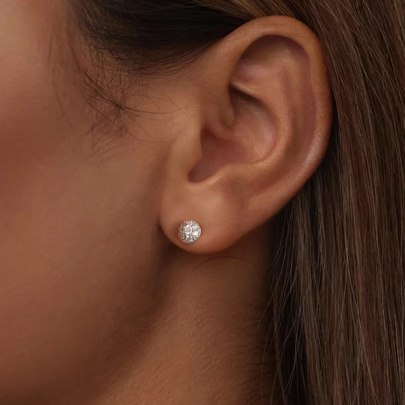 (image pour) Boucles d'oreilles Hémisphère Moissanite Style PANDORA (avec un certificat) - MS - Afficher 6