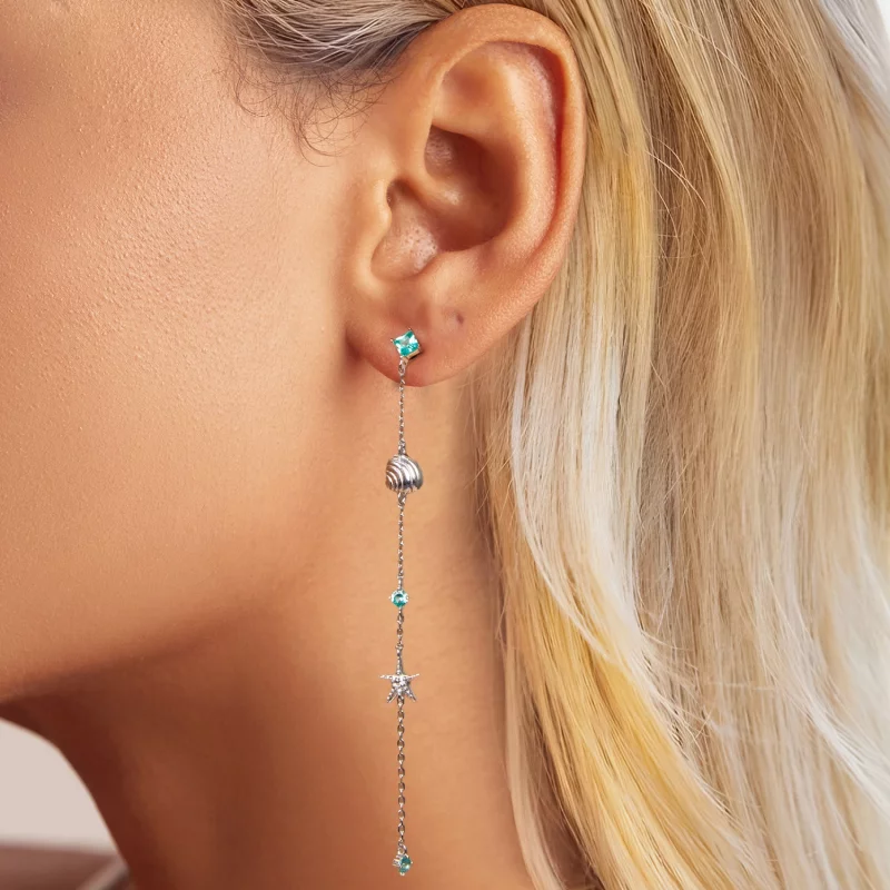 (image pour) Boucles d'oreilles Océan Bleu Style PANDORA - BSE1013 - Afficher 5