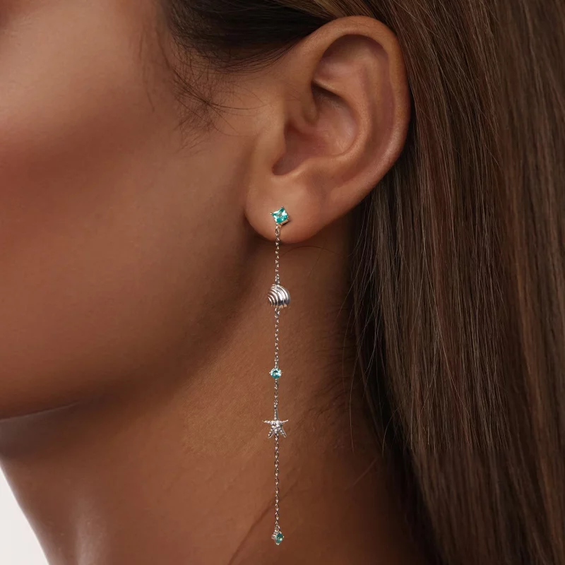 (image pour) Boucles d'oreilles Océan Bleu Style PANDORA - BSE1013 - Afficher 6