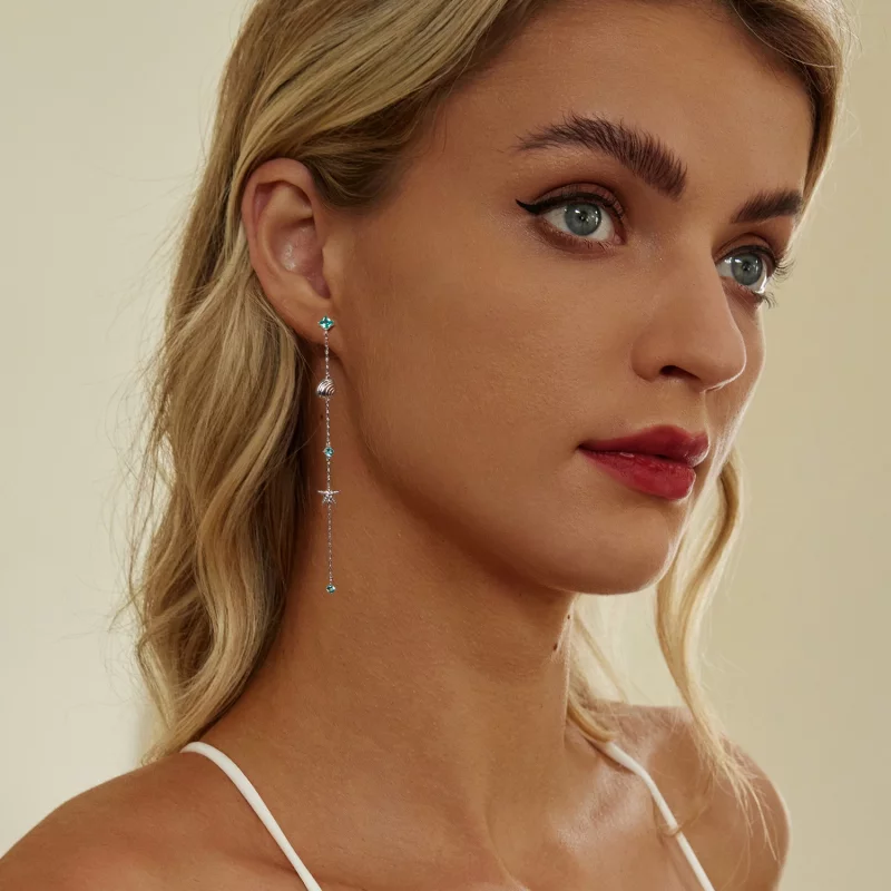 (image pour) Boucles d'oreilles Océan Bleu Style PANDORA - BSE1013 - Afficher 7