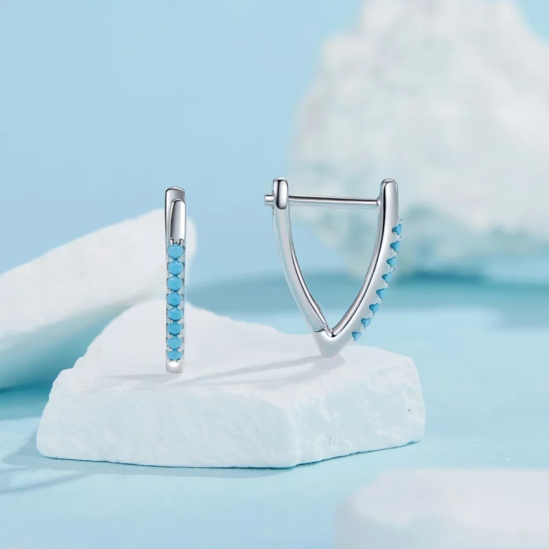 (image pour) Boucles d'oreilles PANDORA Style en forme de V en turquoise - BSE1020 - Afficher 2